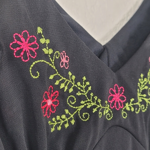 NWT Vintage Flutter Sleeve Black Midi Slip Dress - Picture 7 of 15